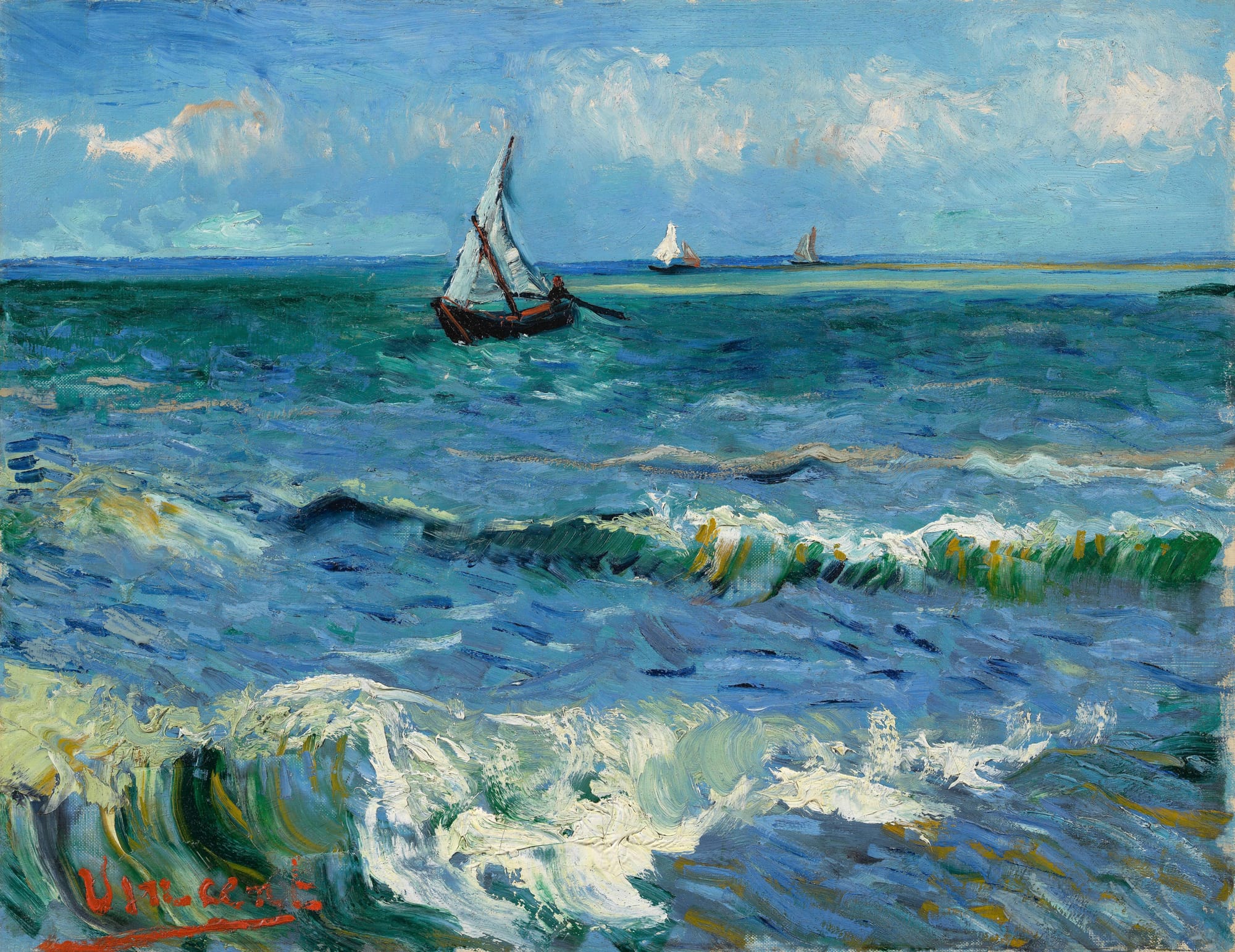 Vincent van Gogh :: Seascape near Les Saintes-Maries-de-la-Mer, 1858